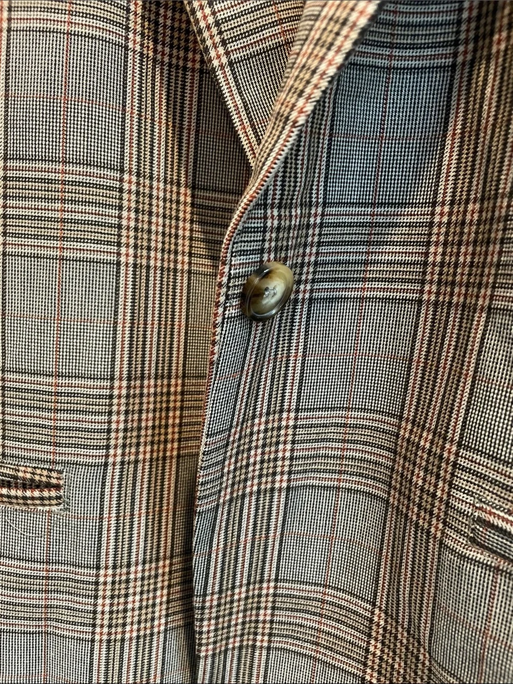 POL Oversized Single Breasted Button Plaid Boyfriend Blazer Relaxed Size M